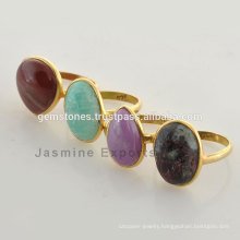 925 Sterling Silver Gold Vermeil Semi Precious Bezel Ring, Wholesale Best Quality Gemstone Bezel Jewelry